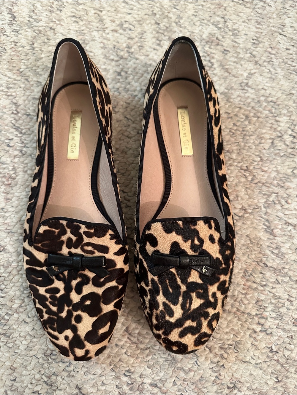 Louise et Cie Leopard-Print Loafers in Black & Tan very excellent condition